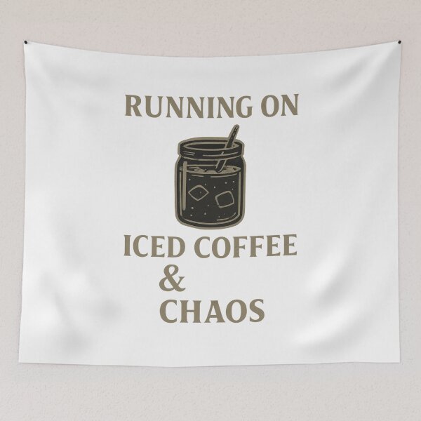 Item preview, Running on Iced Coffee & Chaos – Grunge Caffeine Quote designed and sold by Threadoir.
