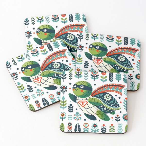 Item preview, Turtle: Superhero of Nature - Scandinavian Folk Art by heidiannemorris © designed and sold by FOLK ART FUSION by heidiannemorris.