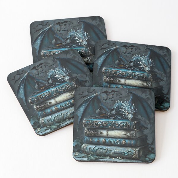 Item preview, Dragon Book Guardian – Spooky Fantasy Bookish Art designed and sold by lobepainting.