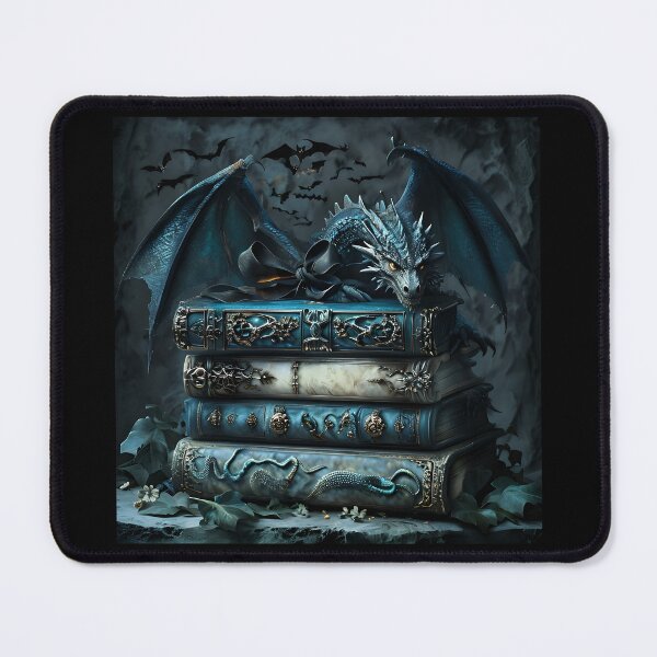 Item preview, Dragon Book Guardian – Spooky Fantasy Bookish Art designed and sold by lobepainting.