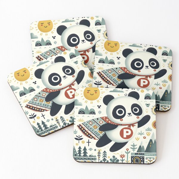 Item preview, Cute Panda Superhero - Folk Art by heidiannemorris © designed and sold by FOLK ART FUSION by heidiannemorris.