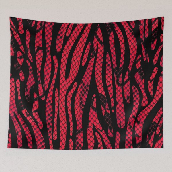 Item preview, Red and Black Snakeskin Tiger Print Pattern  designed and sold by VonsKraftCorner.