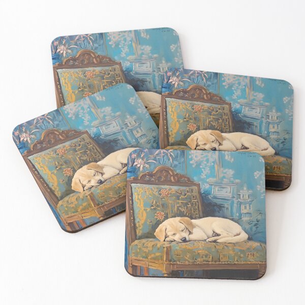 Item preview, Ginger Labrador puppy in chinoiserie interior designed and sold by SophieClimaArt.