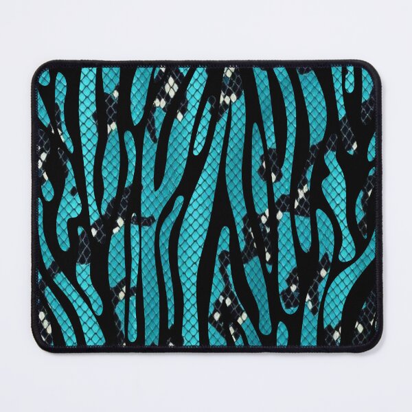 Item preview, Teal and Black Snakeskin Tiger Print Pattern designed and sold by VonsKraftCorner.