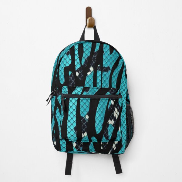 Item preview, Teal and Black Snakeskin Tiger Print Pattern designed and sold by VonsKraftCorner.