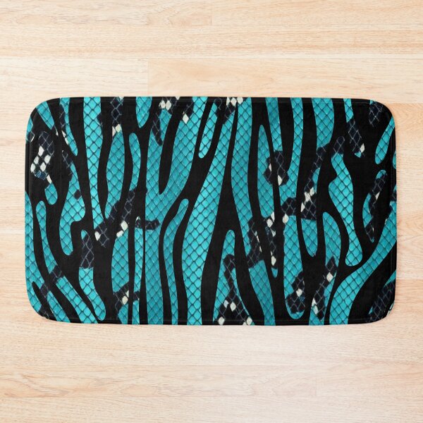 Item preview, Teal and Black Snakeskin Tiger Print Pattern  designed and sold by VonsKraftCorner.