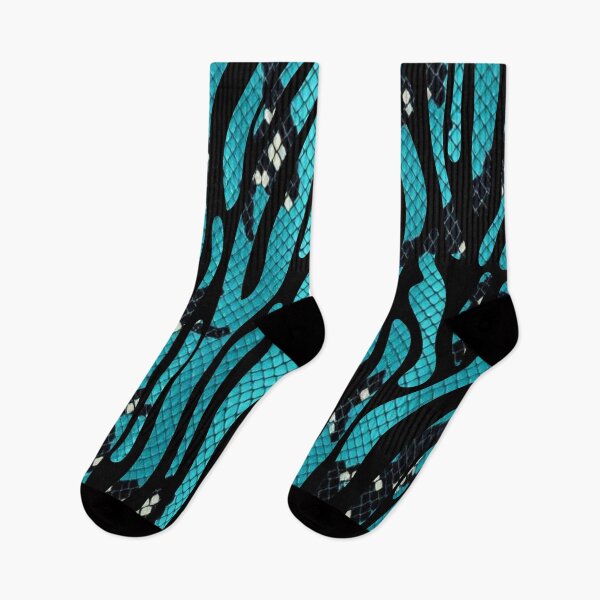 Item preview, Teal and Black Snakeskin Tiger Print Pattern  designed and sold by VonsKraftCorner.