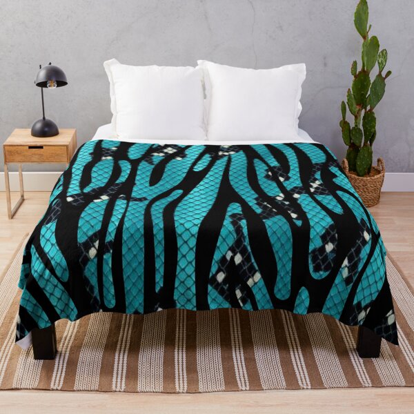 Item preview, Teal and Black Snakeskin Tiger Print Pattern  designed and sold by VonsKraftCorner.
