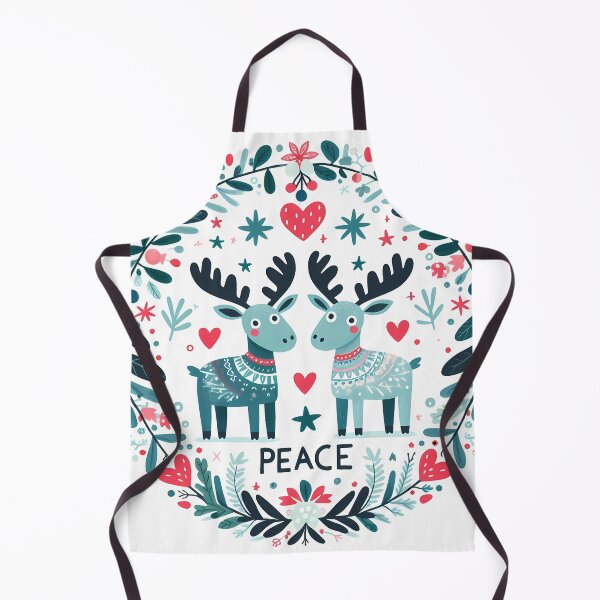 Item preview, Twin Moose: Festive Peace & Harmony - Scandinavian Folk Art by heidiannemorris © designed and sold by FOLK ART FUSION by heidiannemorris.
