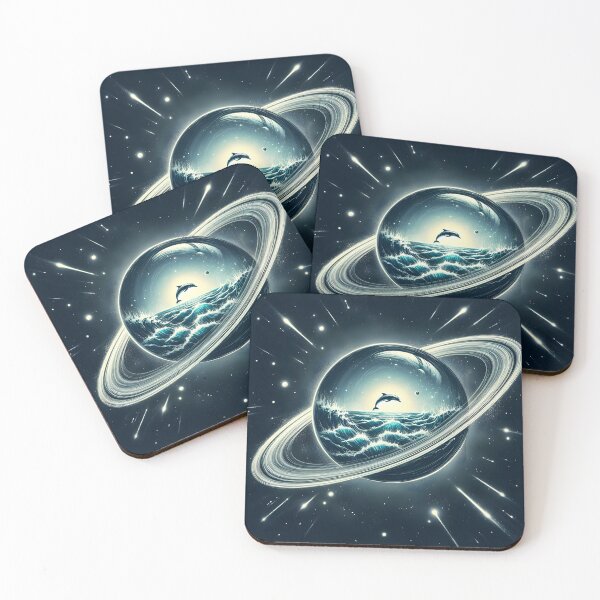 Item preview, Saturn with Ocean and Leaping Dolphin Inside, Ai Generated Art    designed and sold by ACC .