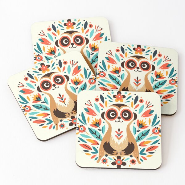 Item preview, Meerkat: Curious Floral Guardian - Scandinavian Folk Art by heidiannemorris © designed and sold by FOLK ART FUSION by heidiannemorris.