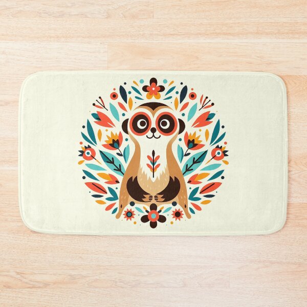 Item preview, Meerkat: Curious Floral Guardian - Scandinavian Folk Art by heidiannemorris © designed and sold by FOLK ART FUSION by heidiannemorris.