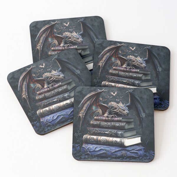 Item preview, Dragon & Spellbooks – Dark Fantasy Gothic Art Print designed and sold by lobepainting.