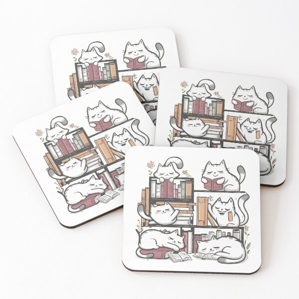 Item preview, cute funny cat pattern cheerful  cats in the library with books,aesthetic cat art,funny cat,Cat Lover,cute cat,cat pattern designed and sold by Expressions-Sel.