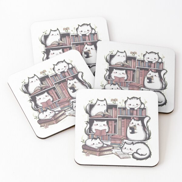 Item preview, cute funny cat pattern cheerful  cats in the library with books they read,aesthetic cat art,funny cat,Cat Lover,cute cat,cat pattern designed and sold by Expressions-Sel.