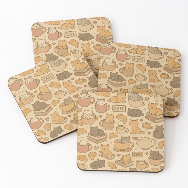 Item preview, Cozy Cat Cafe Delights Pattern designed and sold by Furbulous Faces.