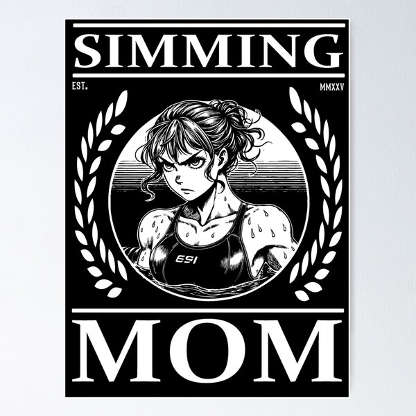 Item preview, Swimming Mom – Japanese comic style designed and sold by RetroMaritalArt.