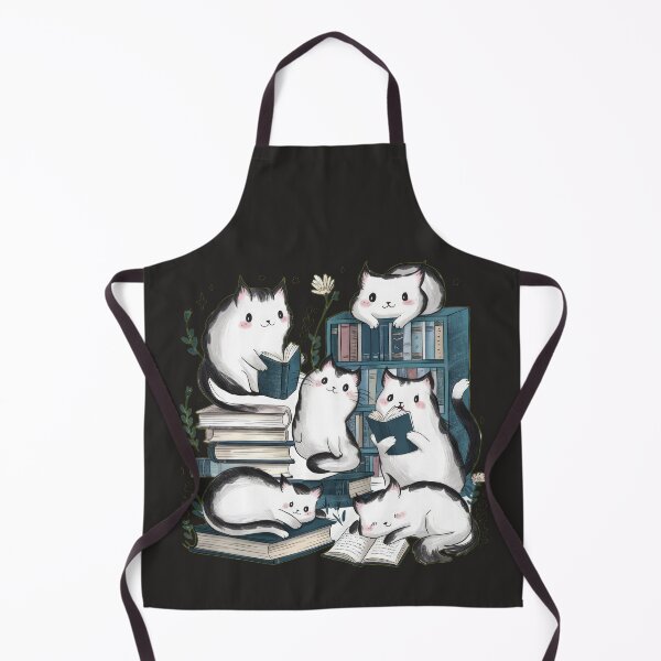 Item preview, cute funny white cat pattern cheerful  cats in the library cabinet with books ,aesthetic cat art,funny cat,Cat Lover,cute cat,cat pattern designed and sold by Expressions-Sel.