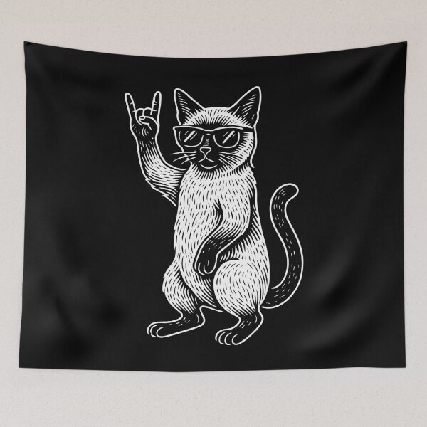 Item preview, Rock Music Funny Heavy Metal Siamese cat Retro designed and sold by LuminOrb.