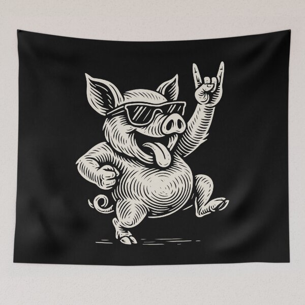 Item preview, Rock Musik Funny Heavy Metal Mini pig Retro designed and sold by LuminOrb.