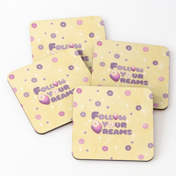 Item preview, Follow Your Dreams – Cute Strawberry Donut Lettering Design designed and sold by VelumkaRose.