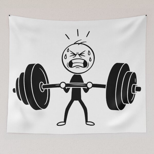 Item preview, Stick Figure Lifting Weights in Black Silhouette designed and sold by AFernandesDSG.