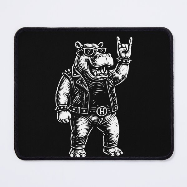 Item preview, Hippo Rock Music Funny Heavy Metal Retro Design designed and sold by LuminOrb.