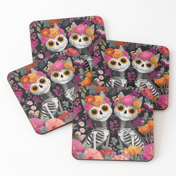Item preview, Whimsical Day of the Dead Cats designed and sold by newnomads-art.