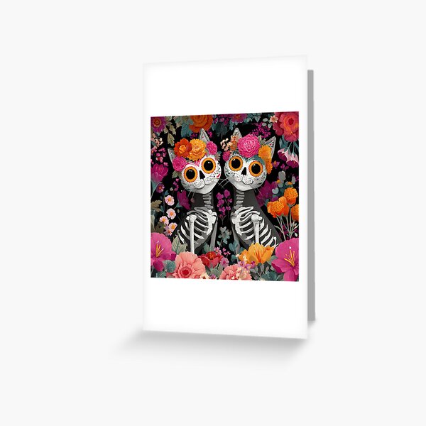 Item preview, Whimsical Day of the Dead Cats designed and sold by newnomads-art.