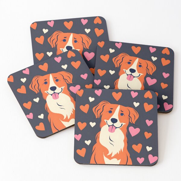 Item preview, Cute Nova Scotia Duck Tolling Retriever with Hearts – Flat Style Illustration designed and sold by EmeraldeaArt.