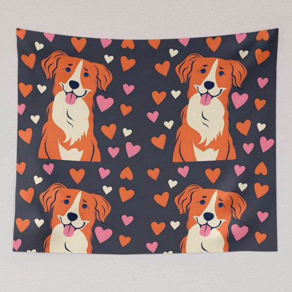Item preview, Cute Nova Scotia Duck Tolling Retriever with Hearts – Flat Style Illustration designed and sold by EmeraldeaArt.