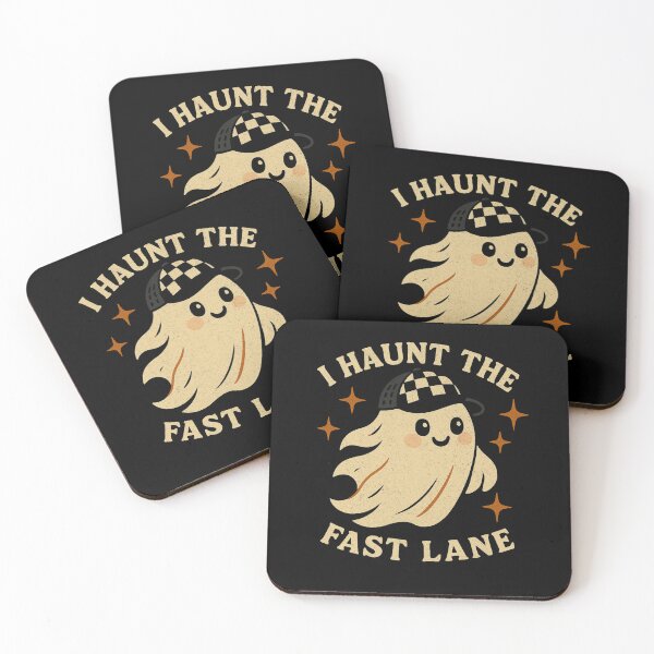 Item preview, I Haunt the Fast Lane Cute Funny Halloween Racing Ghost designed and sold by CarantinedChaos.