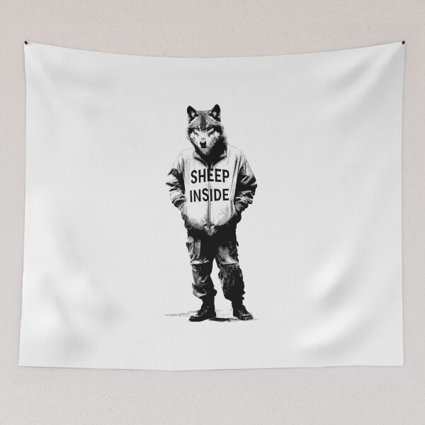 Item preview, Banksy Wolf in Disguise - Sheep Inside  designed and sold by hamishby.