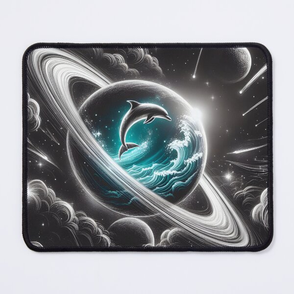 Item preview, Saturn with Ocean and Leaping Dolphin Inside, Ai Generated Art designed and sold by ACC .