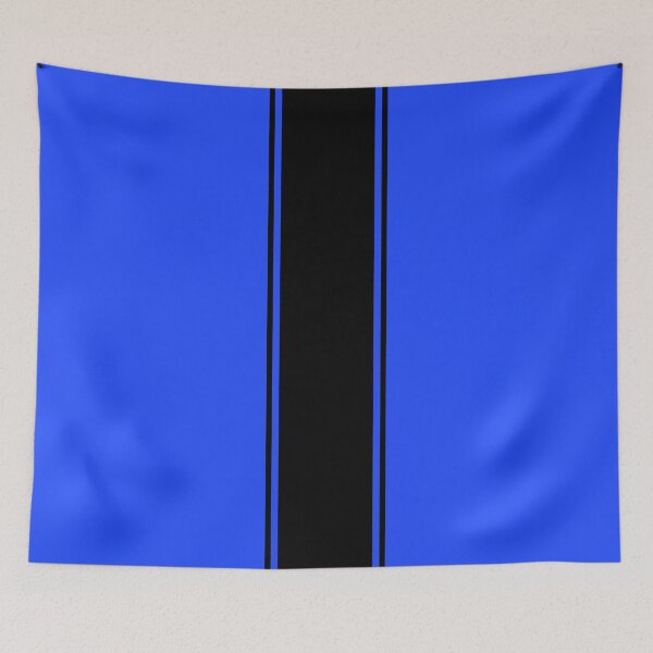 Item preview, Single Racing Stripe (wide) With 2 Pinstripes - Black on Neon Blue designed and sold by Racing Stripes Only.