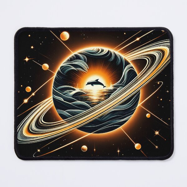 Item preview, Saturn with Ocean and Leaping Dolphin Inside, Ai Generated Art designed and sold by ACC .