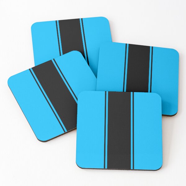 Item preview, Single Racing Stripe (wide) With 2 Pinstripes - Black on Deep Sky Blue designed and sold by Racing Stripes Only.