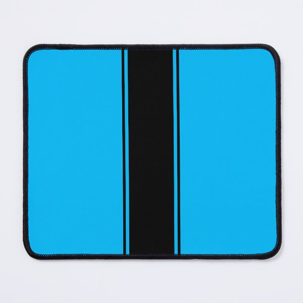 Item preview, Raya de carrera simple (ancha) con dos rayas finas: negro sobre azul cielo intenso designed and sold by Racing Stripes Only.