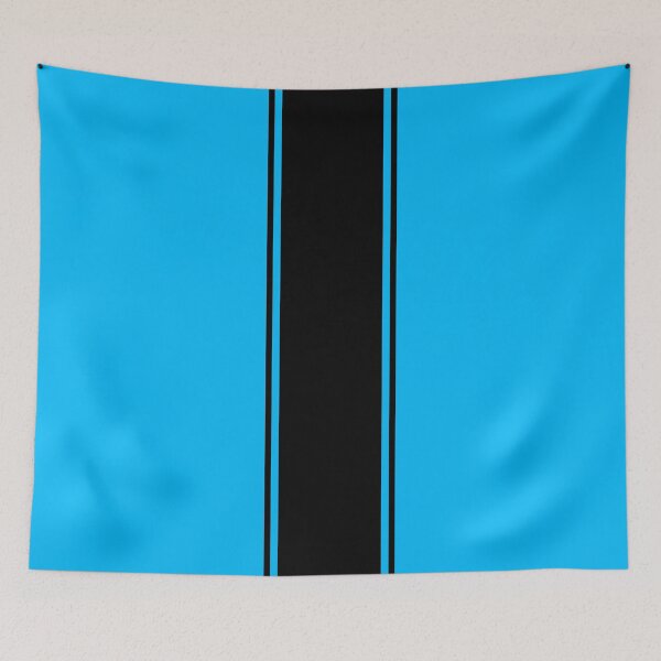 Item preview, Single Racing Stripe (wide) With 2 Pinstripes - Black on Deep Sky Blue designed and sold by Racing Stripes Only.