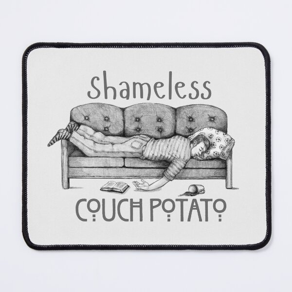 Item preview, Shameless COUCH POTATO, Guy Asleep on Couch Pencil Drawing, Humor designed and sold by JoyfulWhimsy.
