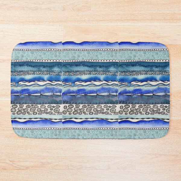 Item preview, Lines Rocks Waves Blue And Gray Watercolor I  designed and sold by Irina Sztukowski.