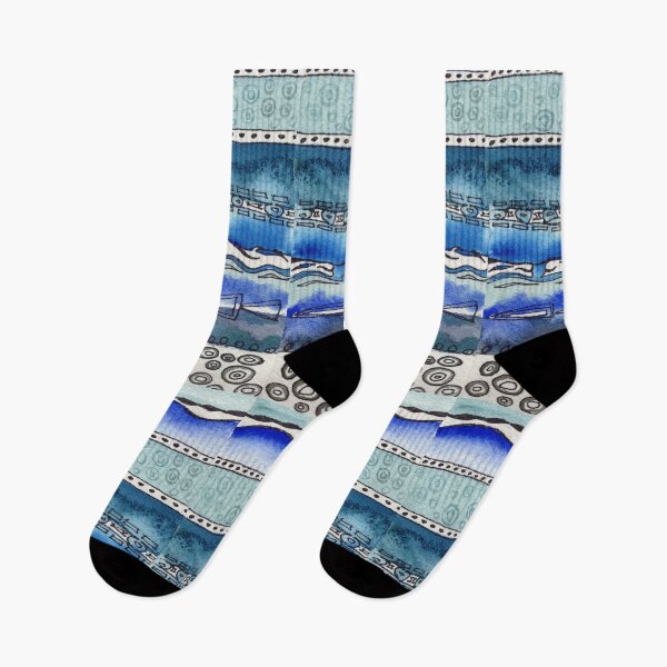 Item preview, Lines Rocks Waves Blue And Gray Watercolor I  designed and sold by Irina Sztukowski.