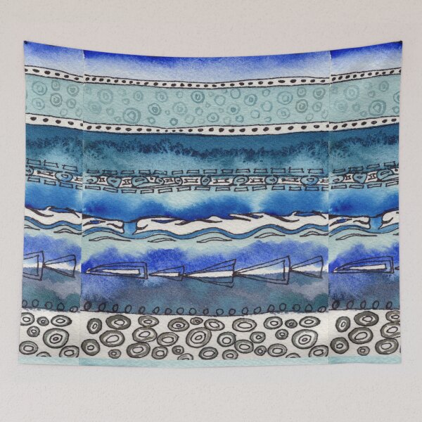 Item preview, Lines Rocks Waves Blue And Gray Watercolor I  designed and sold by Irina Sztukowski.