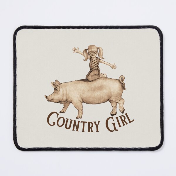 Item preview, COUNTRY Girl, Little Girl Riding on a Pig, Hog Illustration designed and sold by JoyfulWhimsy.