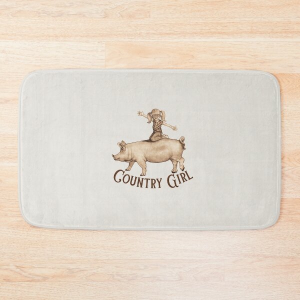 Item preview, COUNTRY Girl, Little Girl Riding on a Pig, Hog Illustration designed and sold by JoyfulWhimsy.