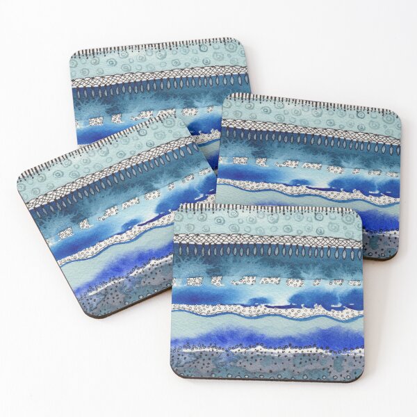 Item preview, Lines Rocks Waves Blue And Gray Watercolor II designed and sold by Irina Sztukowski.