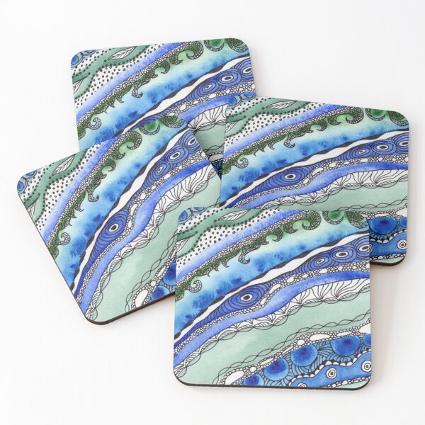 Item preview, Lines Rocks Waves Blue And Gray Watercolor III designed and sold by Irina Sztukowski.