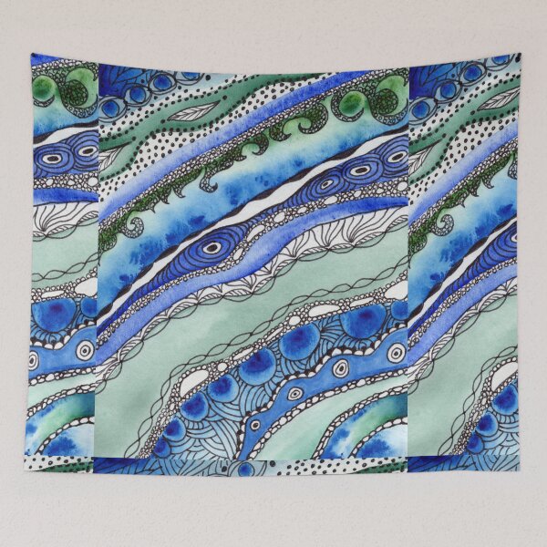 Item preview, Lines Rocks Waves Blue And Gray Watercolor III designed and sold by Irina Sztukowski.