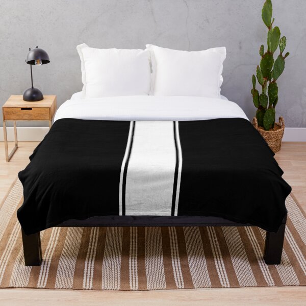 Item preview, Single Racing Stripe (wide) With 2 Pinstripes - White on Black designed and sold by Racing Stripes Only.