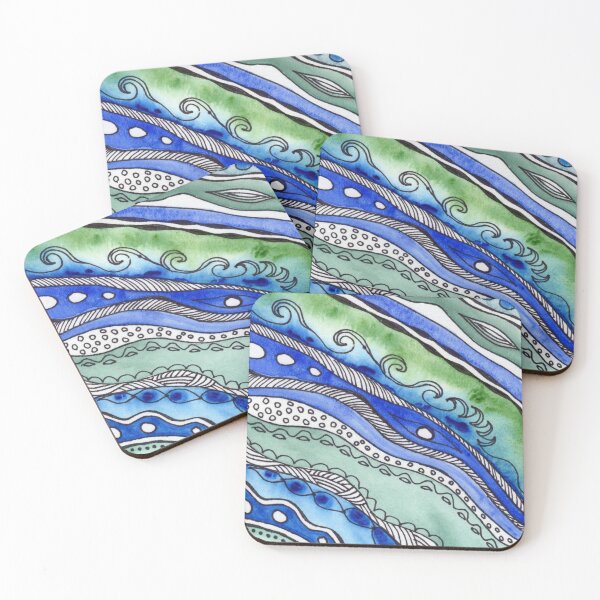 Item preview, Lines Rocks Waves Blue And Gray Watercolor IV designed and sold by Irina Sztukowski.